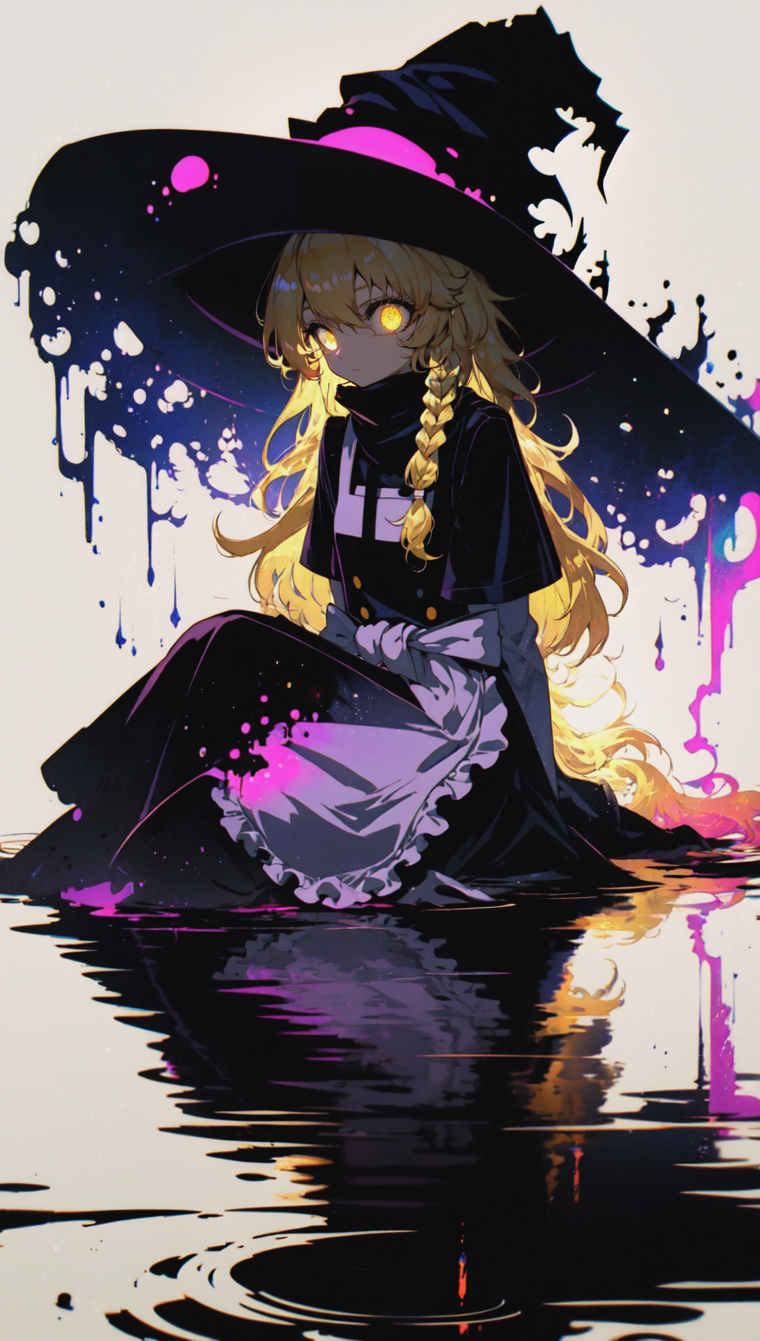 118233-886167663-(silhouette_1.25), kirisame marisa, solo, sitting, alone, braid, blonde hair, yellow eyes, witch hat, black dress, waist apron,.png
